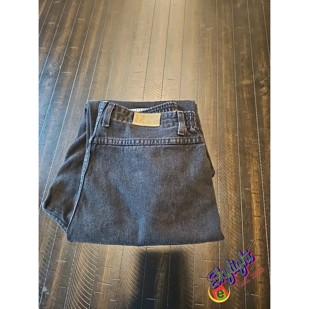 Lee Women's Black Vintage High Rise Faded Straight Leg Denim Jeans Sz 16 L 32x32